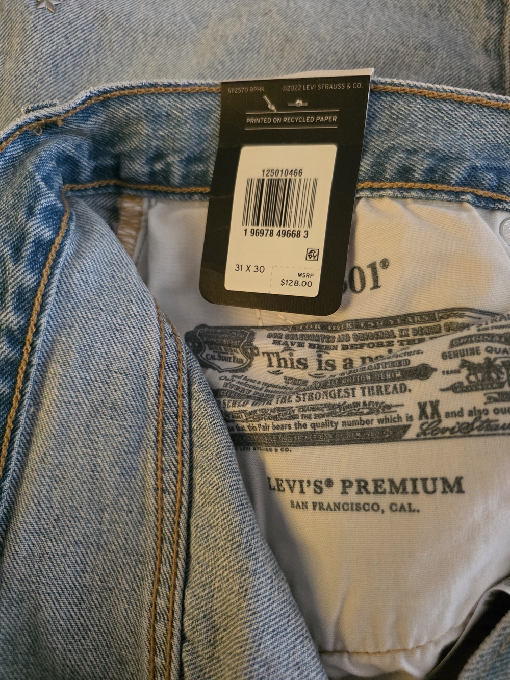 Levi's Light Blue Straight Jeans with Stud & Rhinestone Details - Picture 3 of 3